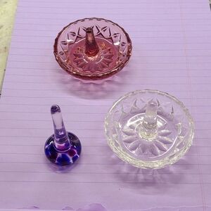 Set of Three Glass Ring Holders